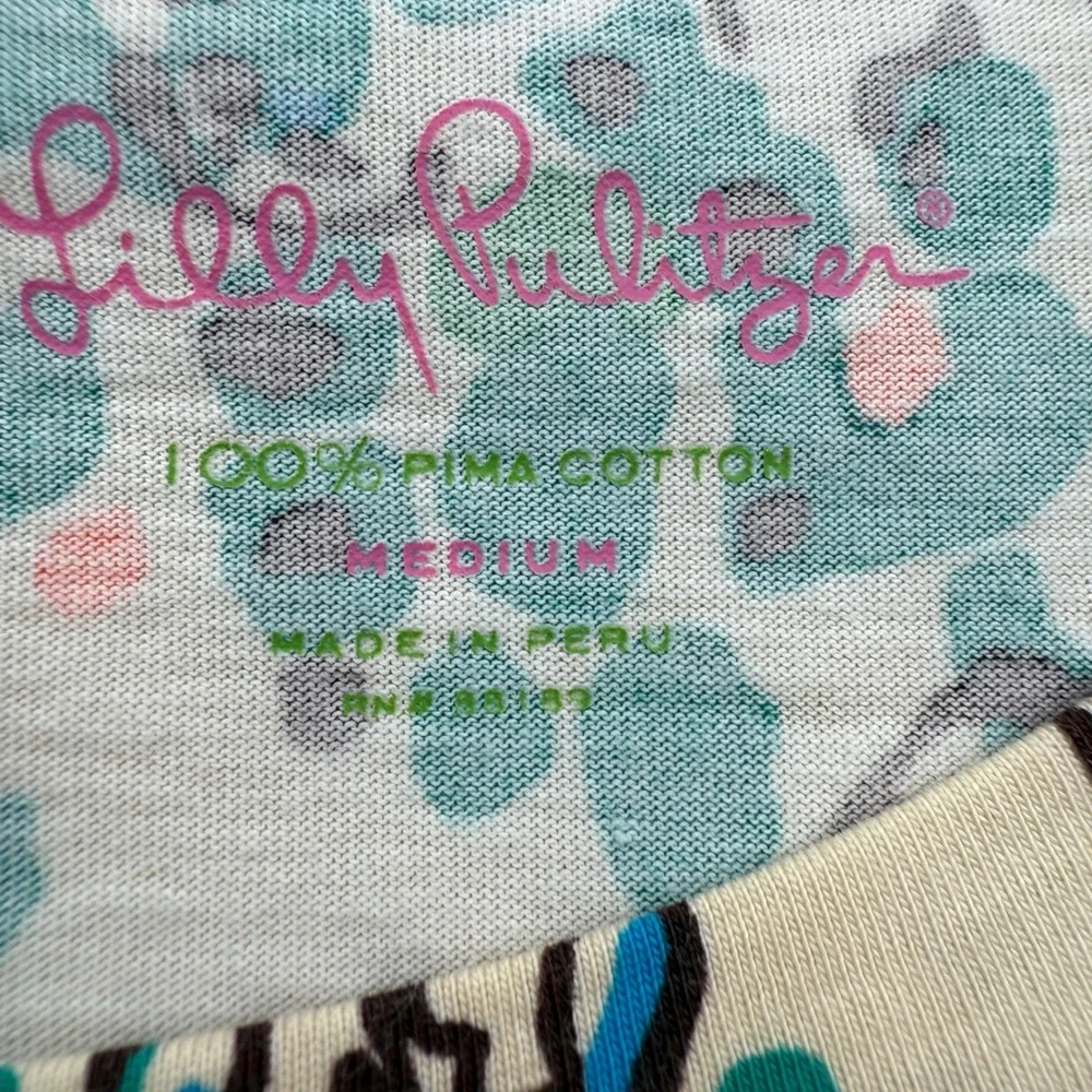 Lilly Pulitzer Women's M Medium Shift Dress Green Blue Long Sleeve Pima Cotton - Picture 2 of 5